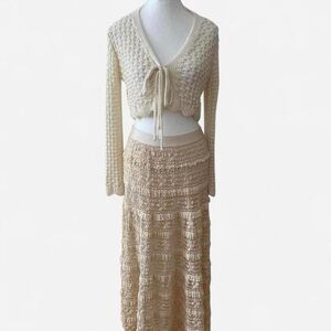 Max Studio Cream Midi Skirt